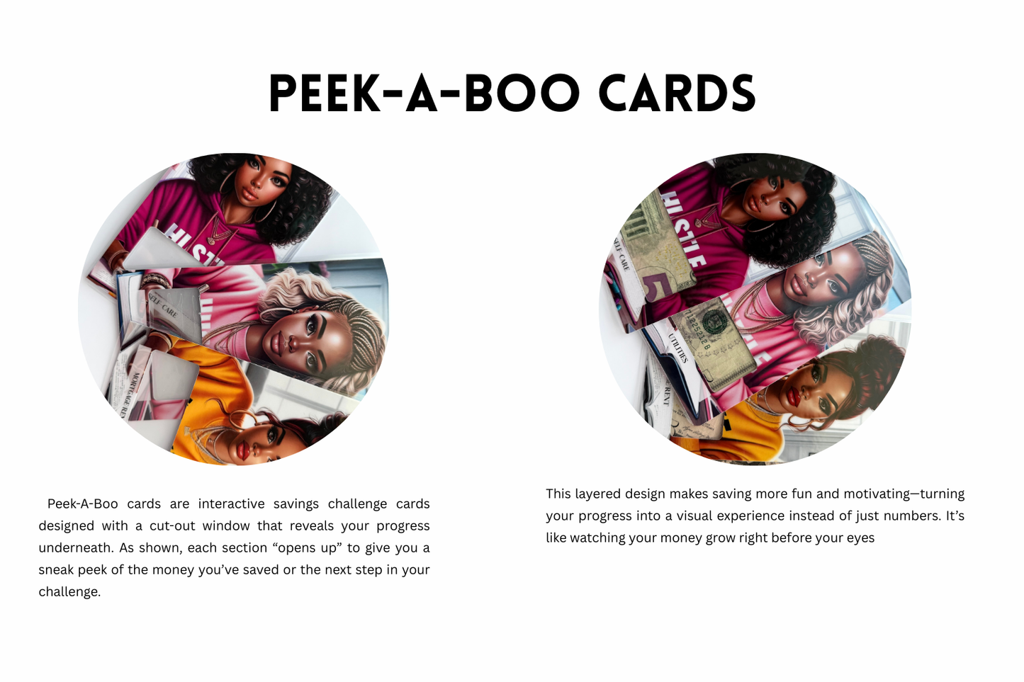 Signature Peek-A-Boo Cash Stuffing Cards Auréluxe Peek-A-Boo Luxe Collection