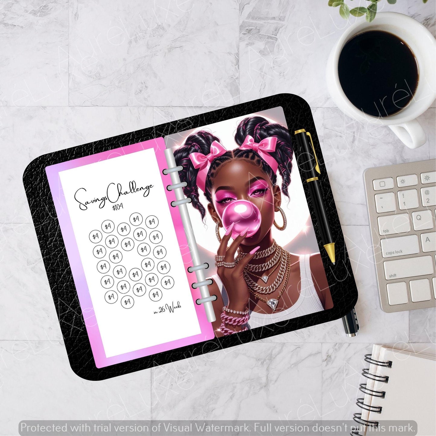 Pink Glam 10-Piece Savings Challenge Cards