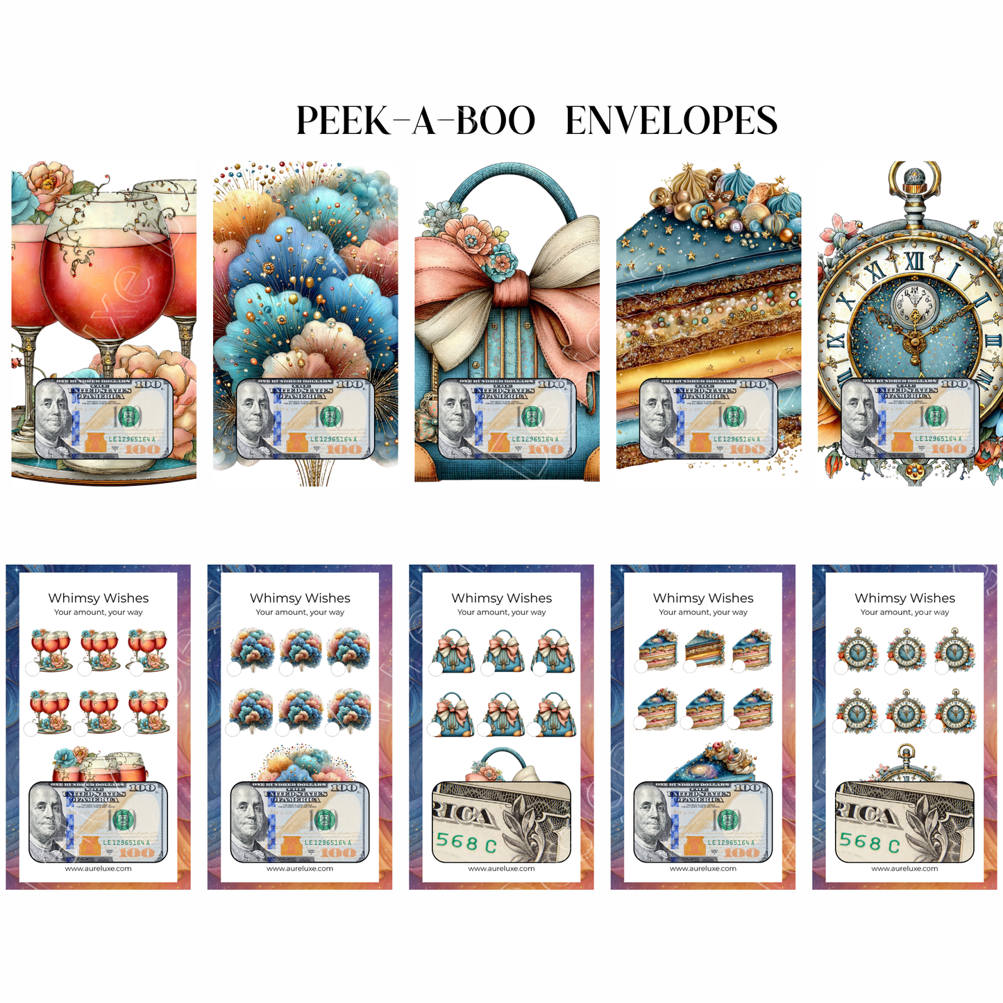 Whimsy Wishes Savings– Peek-A-Boo Envelopes (10 pc set)
