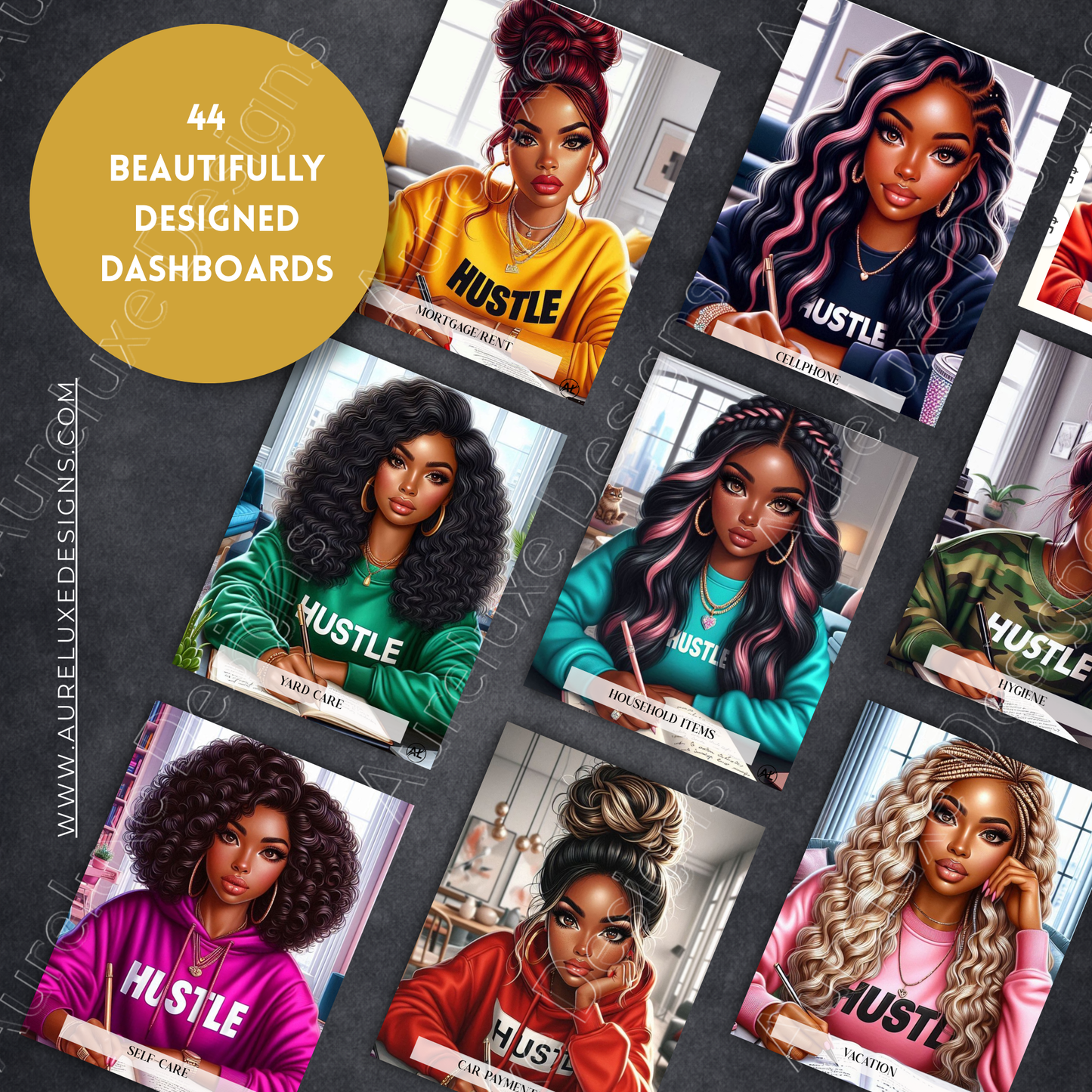 A5/A6 Hustle Binder Dashboard Set 34-Piece Laminated Savings Challenge Insert Collection