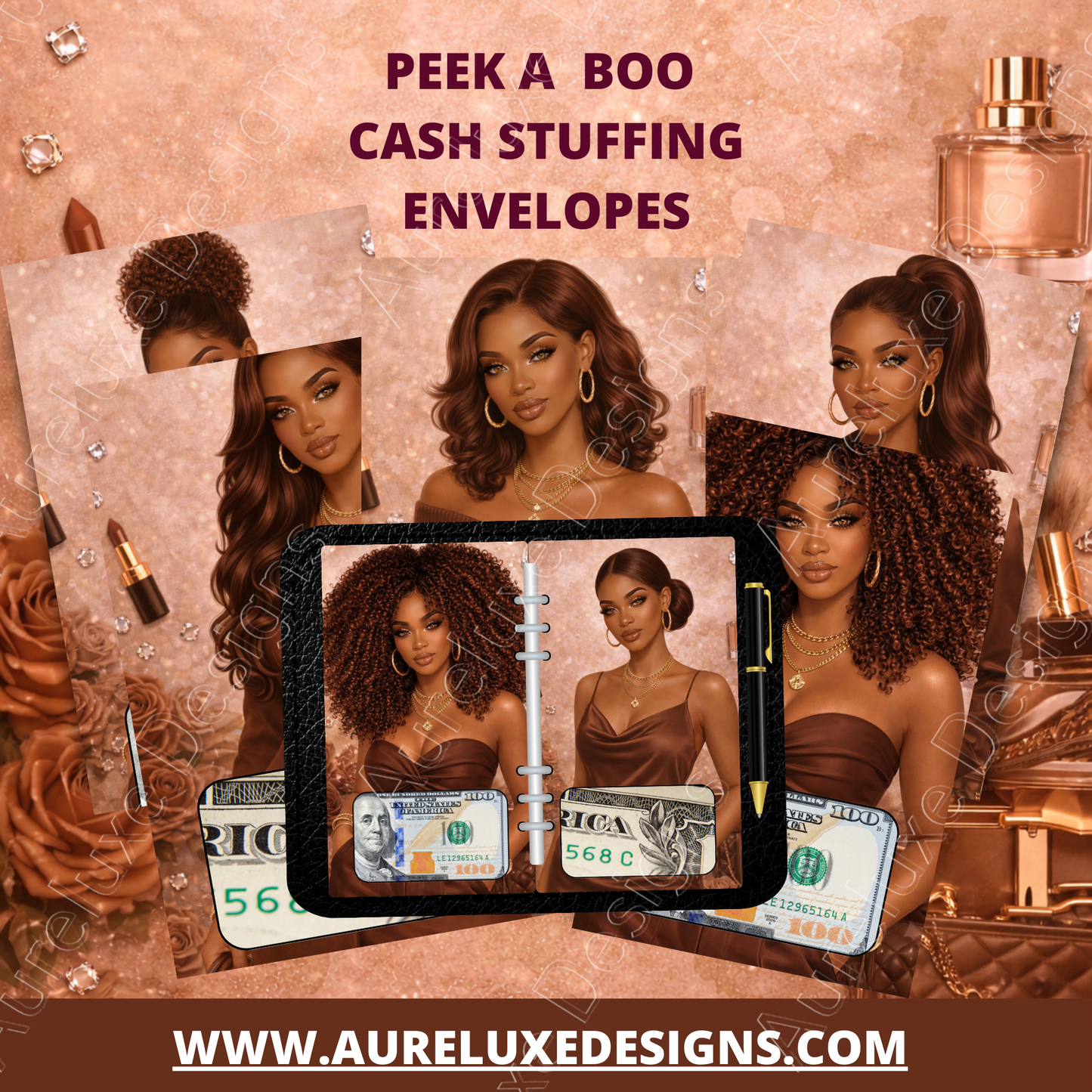 Peek A Boo Cash Stuffing Envelope Set – Mocha Luxe Collection
