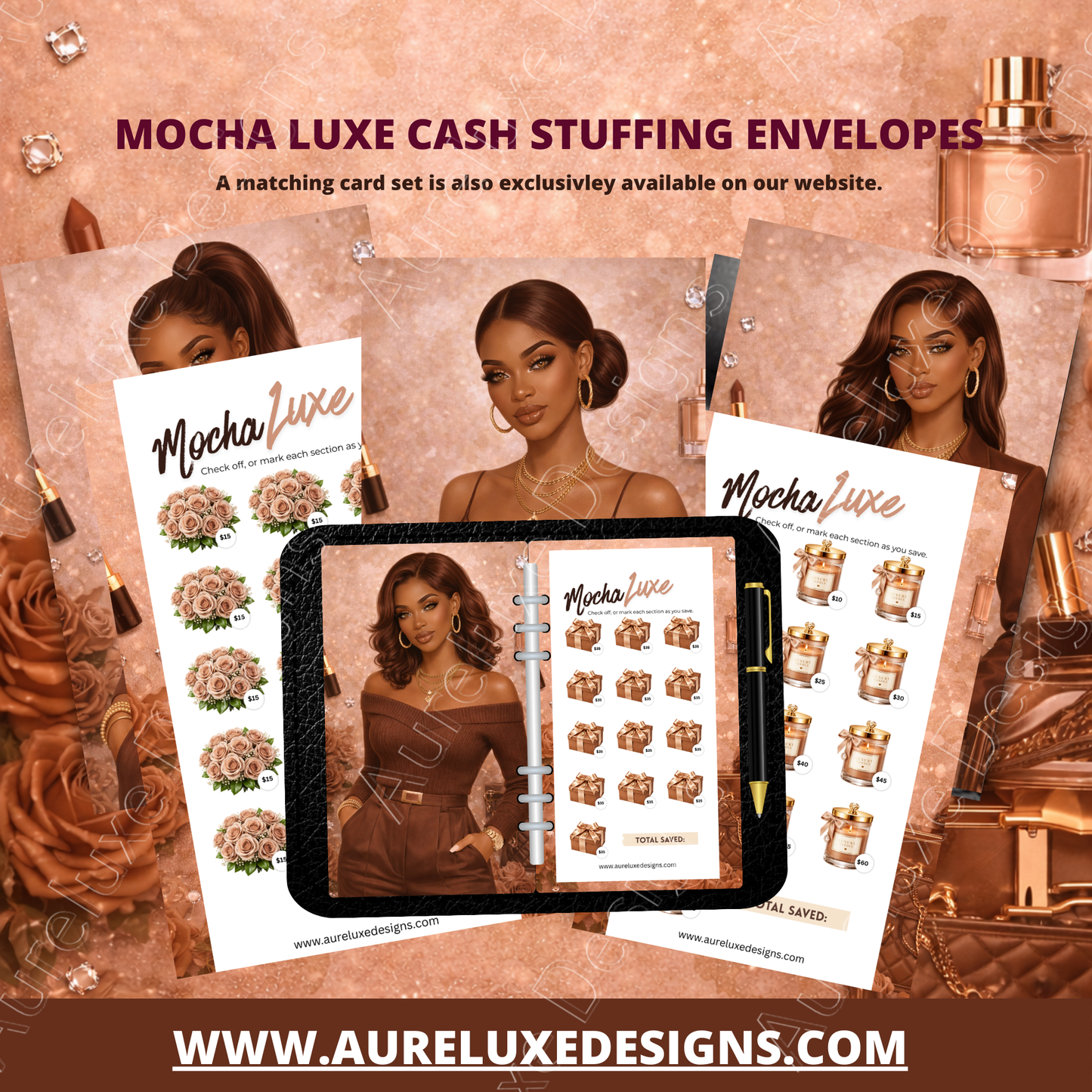 7- pc Mocha Luxe Cash Envelope Set