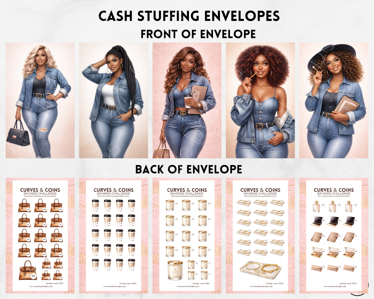 6 Ppc Curves & Coins™ Cash Stuffing Envelope Set