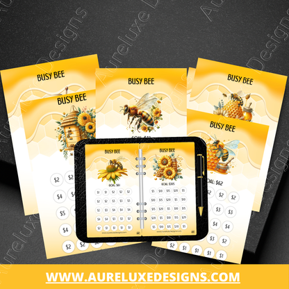 Busy Bee Savings Challenge Series Low-Income Budget Savings Cards