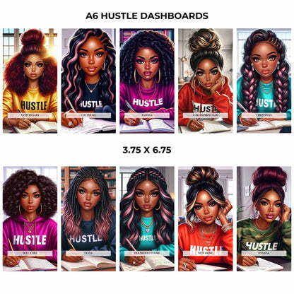 A5/A6 Hustle Binder Dashboard Set 34-Piece Laminated Savings Challenge Insert Collection