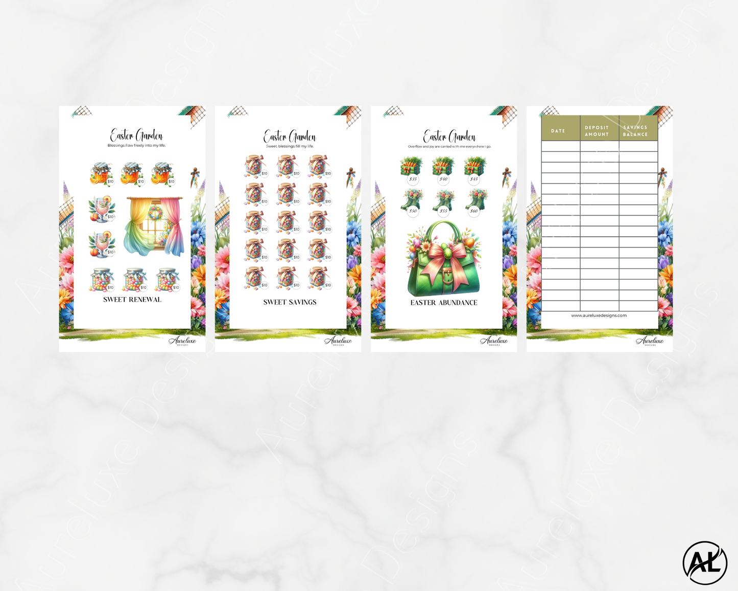 Easter Garden 6-Piece Cash Stuffing Envelope Savings Challenge