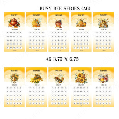 Busy Bee Savings Challenge Series Low-Income Budget Savings Cards