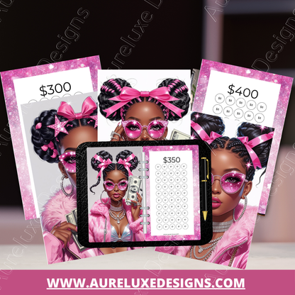 Pink Glam 10-Piece Savings Challenge Cards