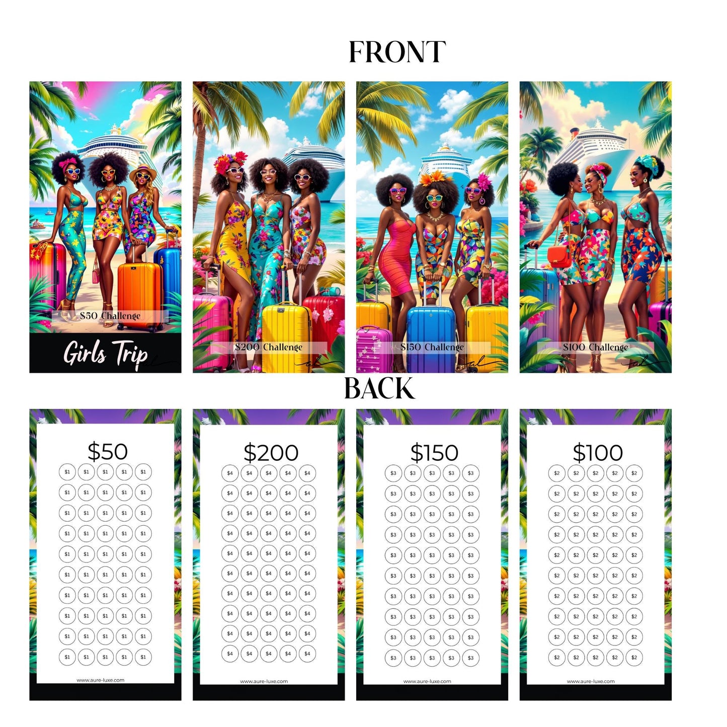 Girls Trip Savings Challenge: Tropical Vacation Budget Planner Inserts