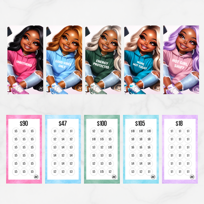 20 pc Nope Not Today No Spend Savings Challenge for Women | Luxury Cash Stuffing Cards | A6 Budget Binder Savings Tracker Set