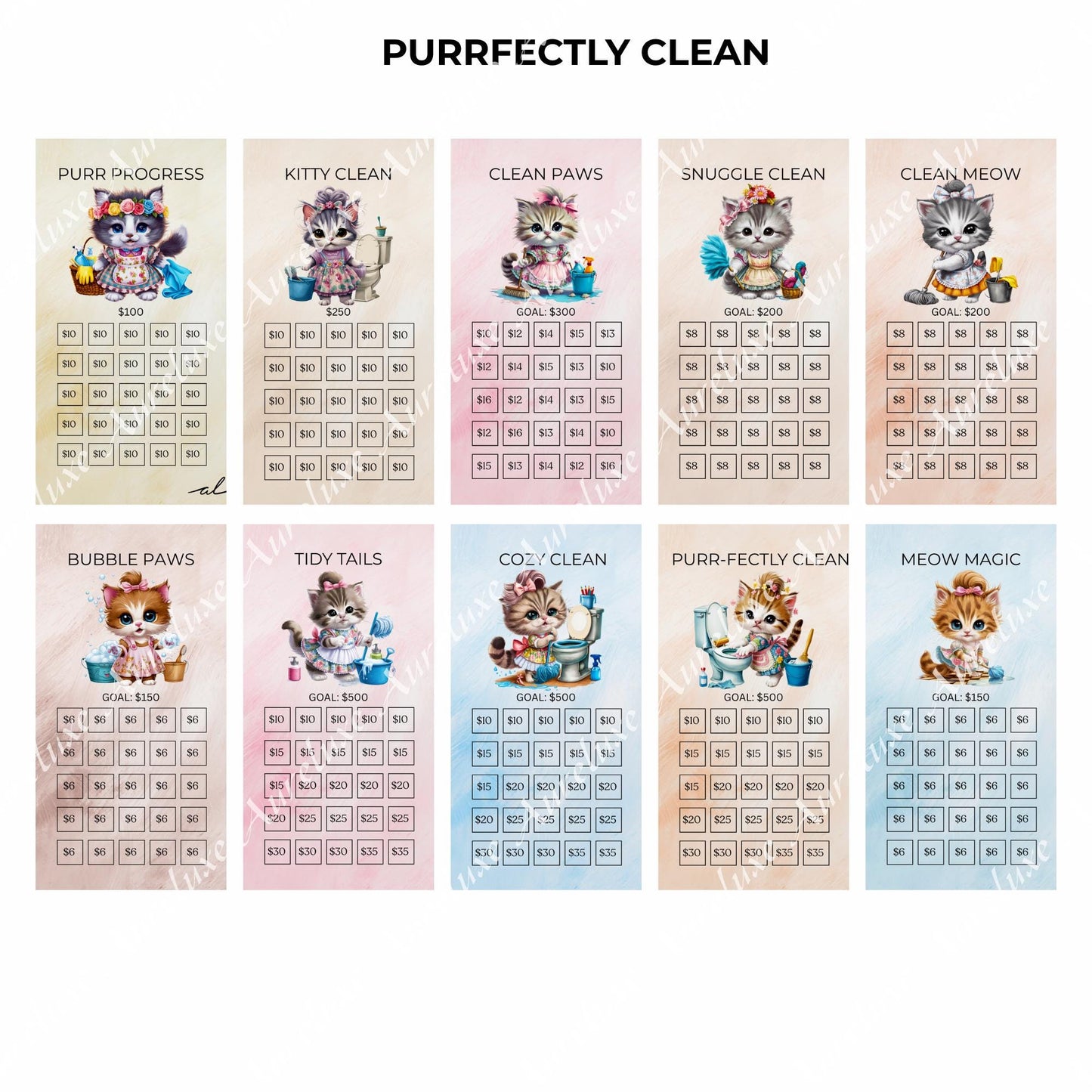 Purffectly Clean Savings Challenge Cards