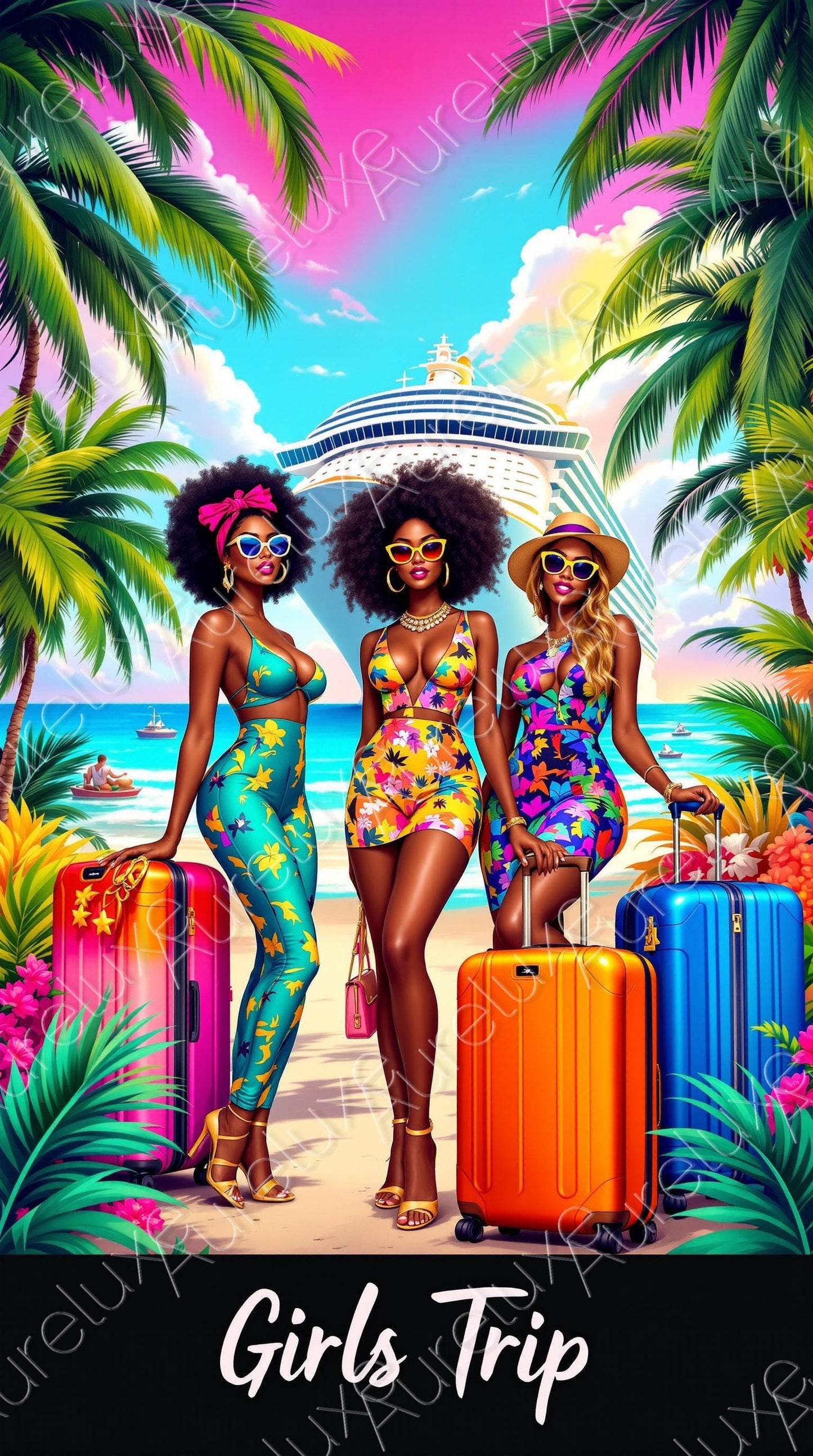Girls Trip Savings Challenge: Tropical Vacation Budget Planner Inserts