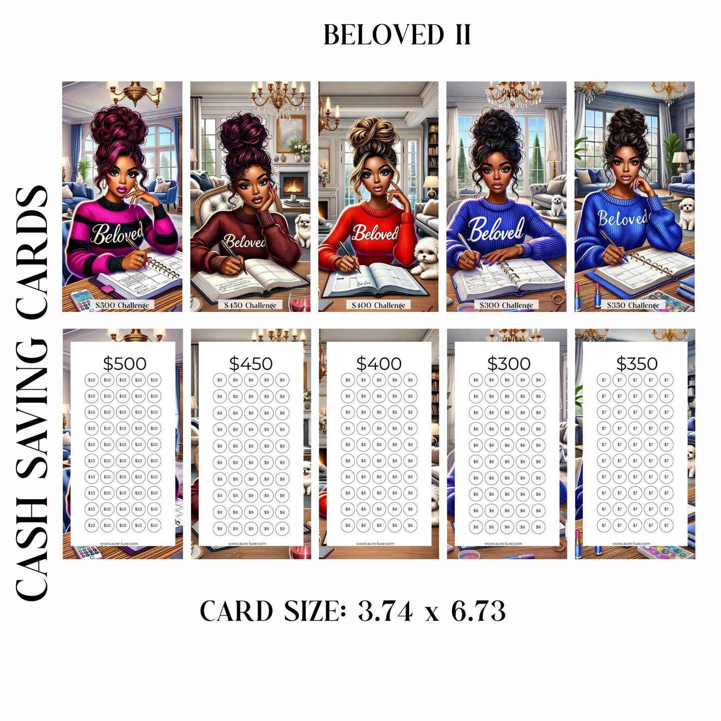 Beloved II Savings Challenge Cards A5 & A6 Budget Binder Inserts