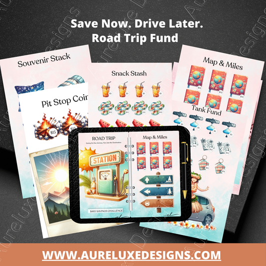 Road Trip A6 Savings Challenge Cards.