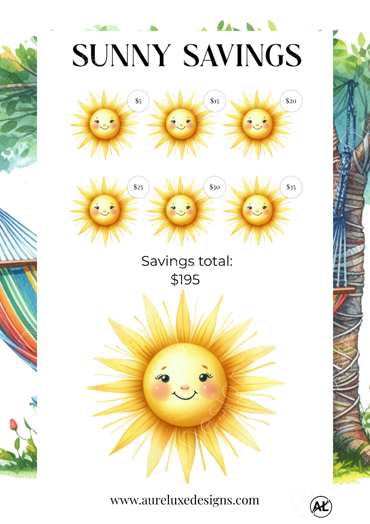 Sunny Savings – Printable Savings Challenge