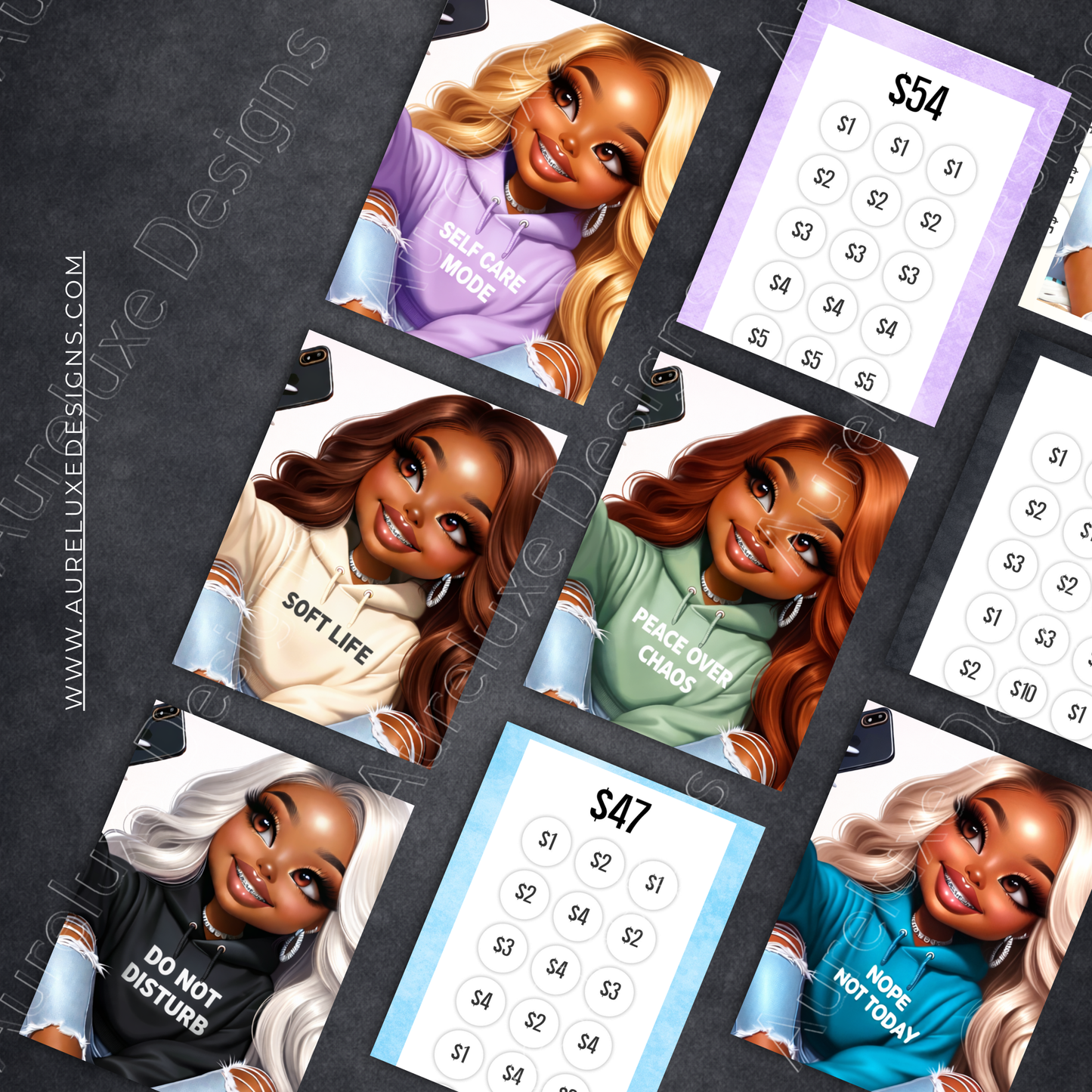 20 pc Nope Not Today No Spend Savings Challenge for Women | Luxury Cash Stuffing Cards | A6 Budget Binder Savings Tracker Set