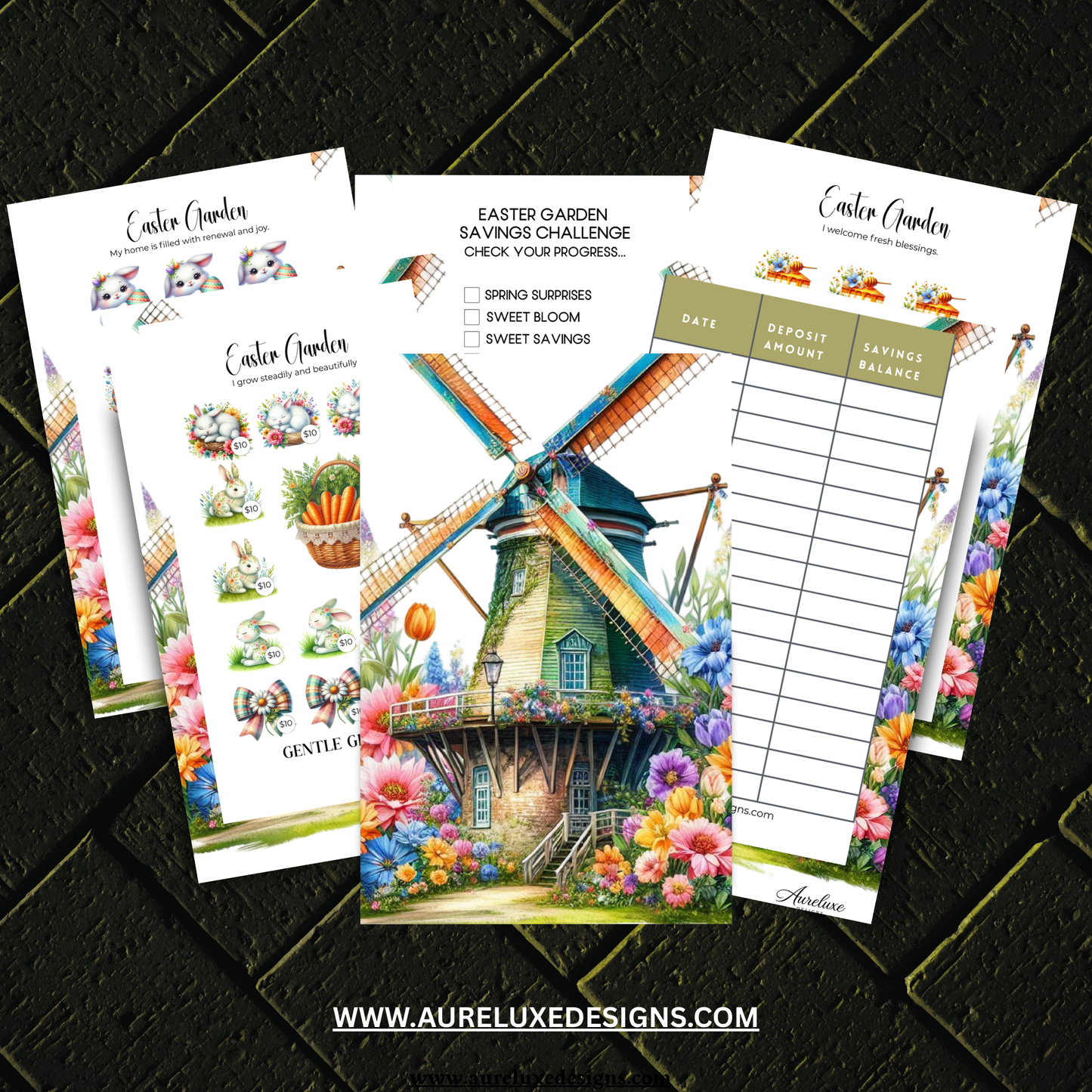 Easter Garden 6-Piece Cash Stuffing Envelope Savings Challenge