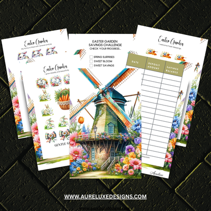 Easter Garden 6-Piece Cash Stuffing Envelope Savings Challenge