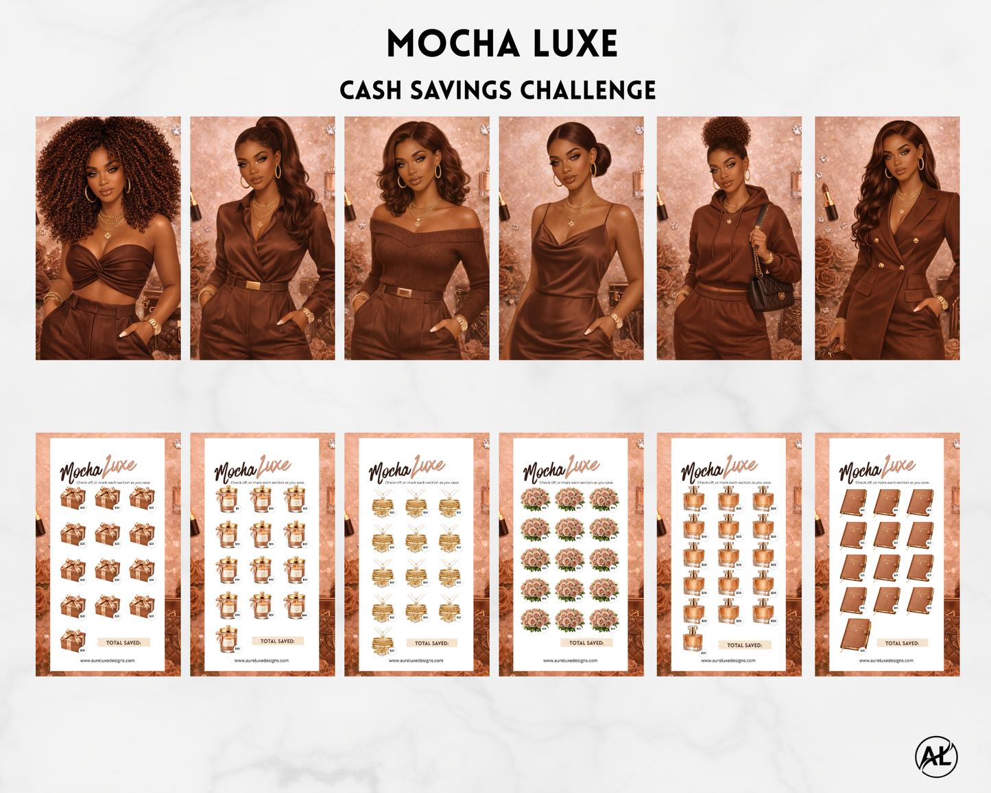 13- pc Mocha Luxe Savings Challenge Inserts