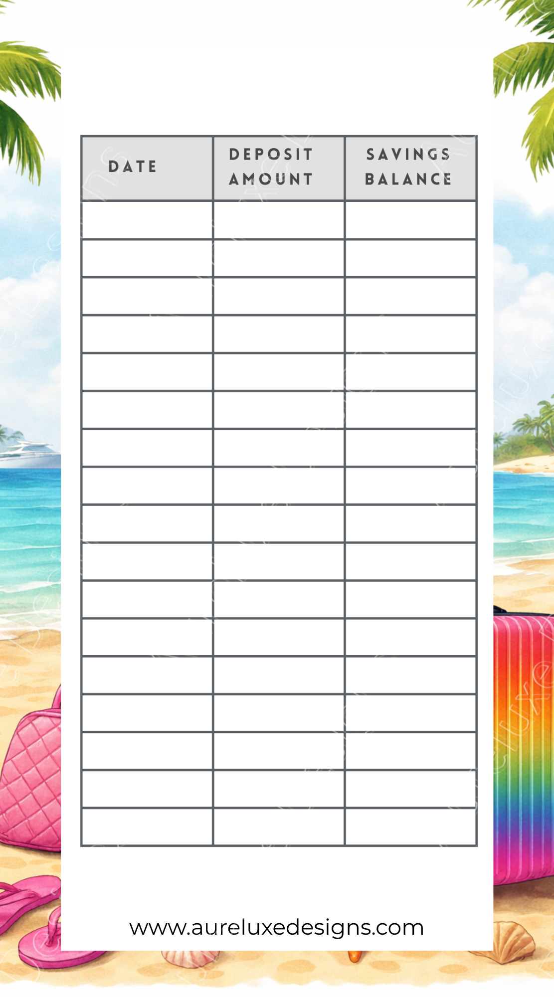 Girls Trip Savings Challenge Inserts