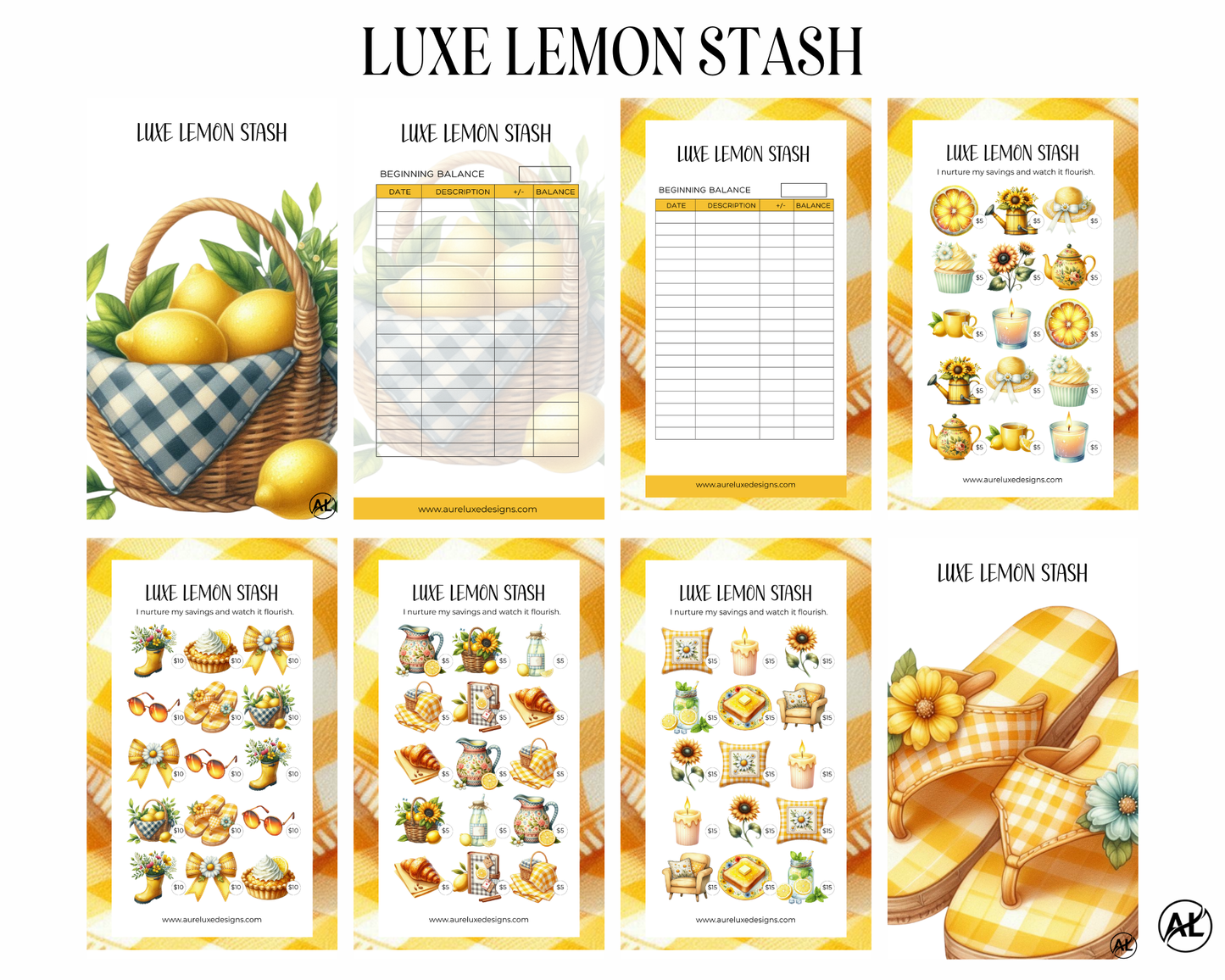 Luxe Lemon Stash Challenge 8-Piece Savings Challenge Set
